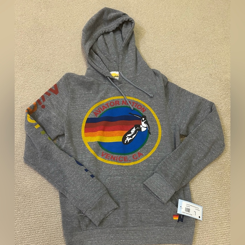 Aviator Nation Hoody - Heather Grey. BNWT. Size is L but fits more like a M.